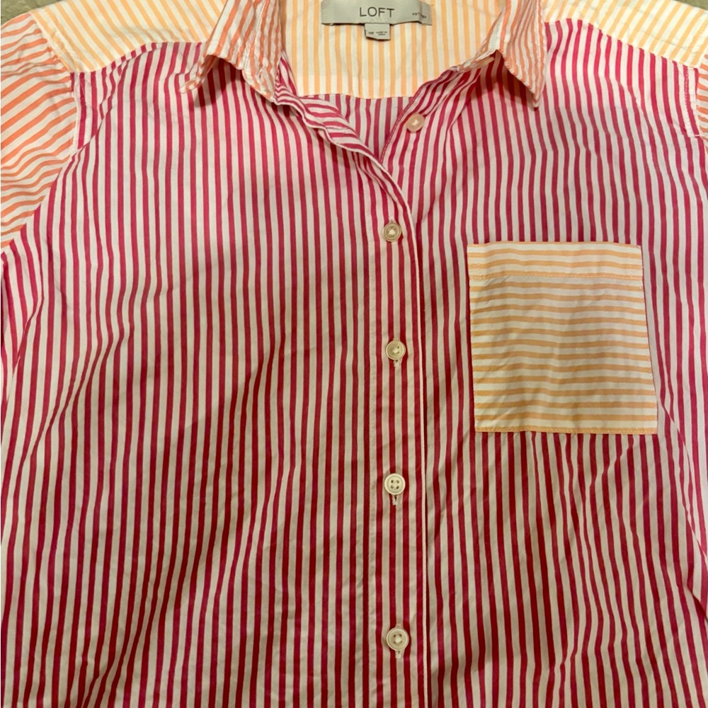 LOFT Multicolor Striped Collared Shirt - Picture 3 of 6